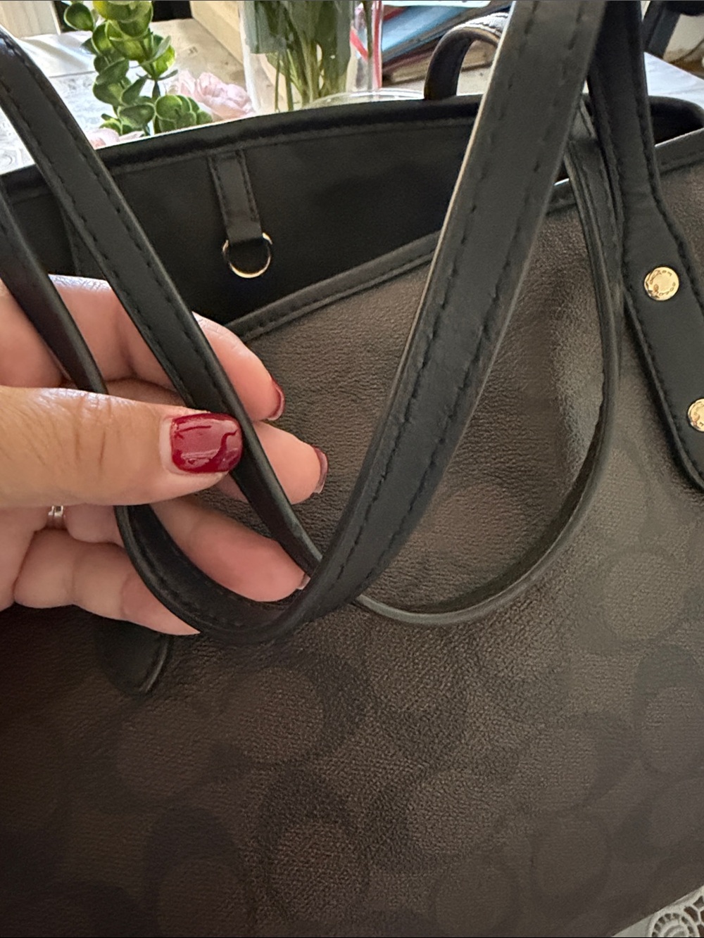 Coach Brown and Black Signature Canvas Tote Pristine Condition Like New - Picture 4 of 13